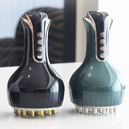 Electric Body Massage Brush in white, black, and forest green
